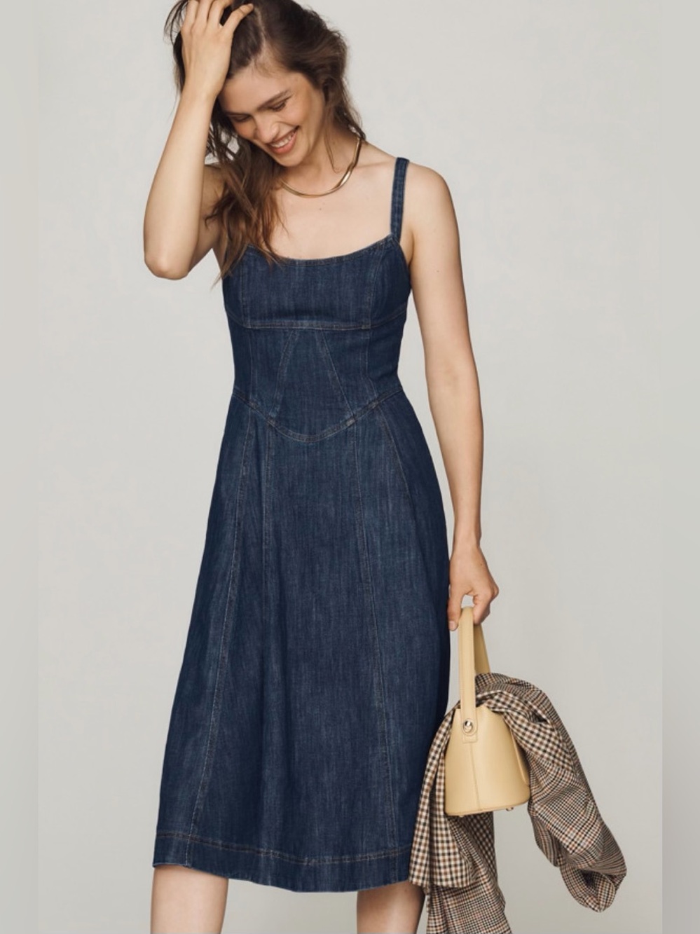 By Anthropologie Denim Waisted Midi Dress
